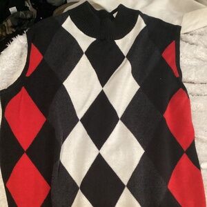 Vintage Izod knit sleeveless mock neck argyle sweater vest